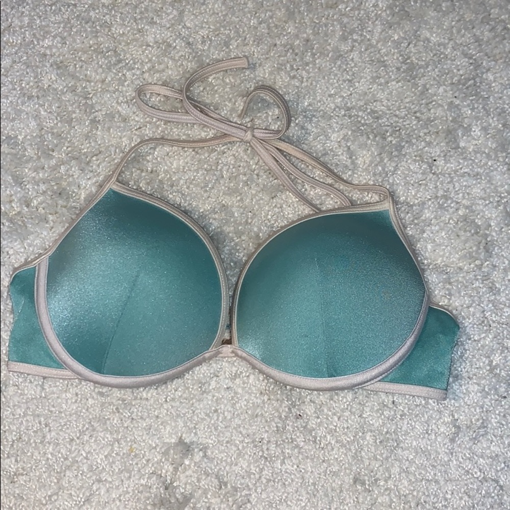 Shimmery light blue bikini top